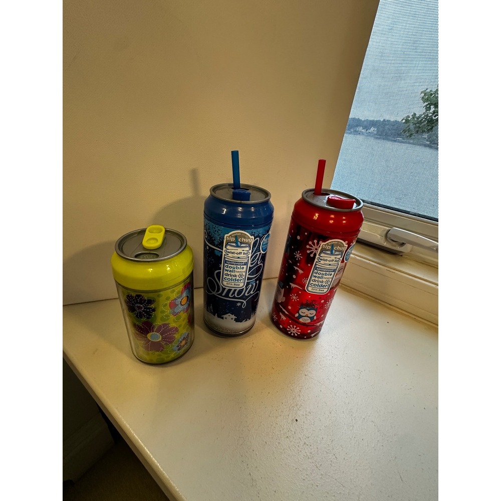 Cool Gear Insulated Soda Can Tumbler Lot of 3 Floral Snow Owl 16oz 12oz BPA Free